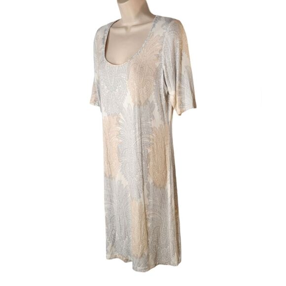 Tommy Bahama Shirt Dress Short Jersey Knit Pinapple Paisley White Cream Gray M - Picture 5 of 13